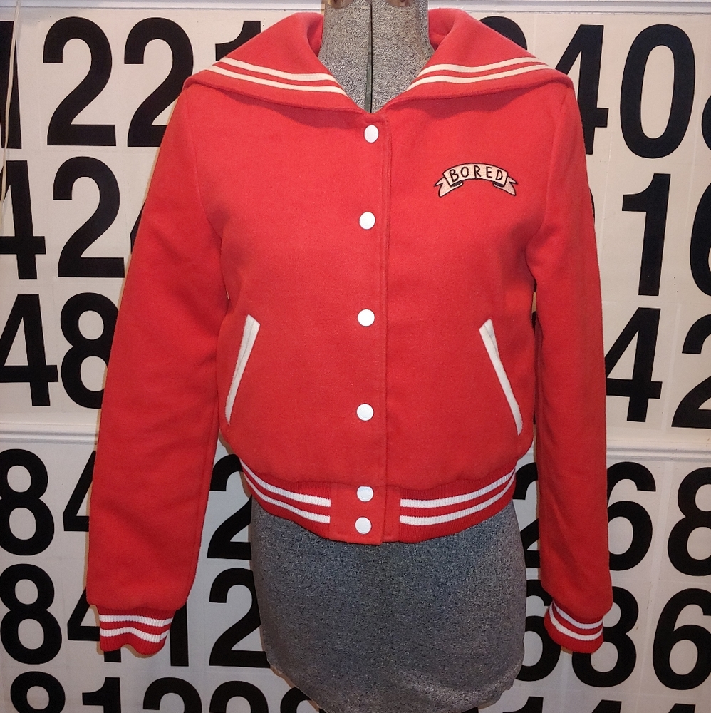 Lazy Oaf Bored Varsity Nautical Cropped Jacket Co… - image 3